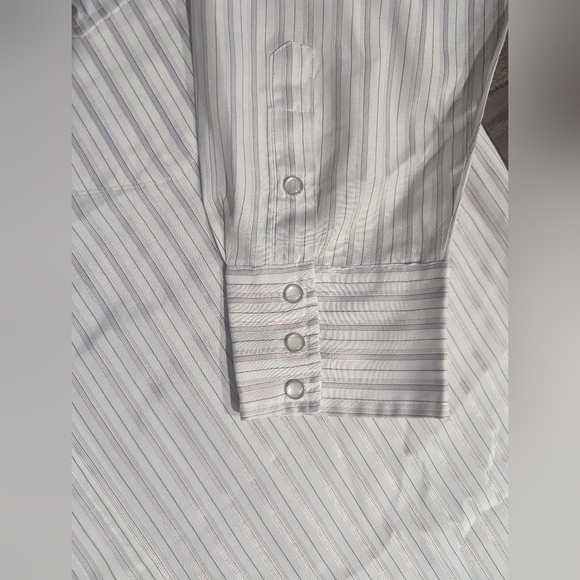 Roper Shirt Mens XXL Regular White Western Button Up Pearl Snap Striped Print - Picture 6 of 14